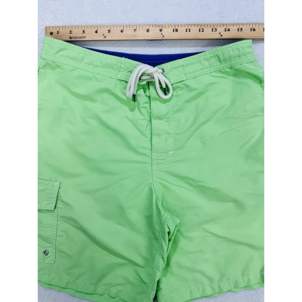 Polo Ralph Lauren Men's L Lime Green Mesh Lined Swim Trunks Pony Logo‎ Cargo